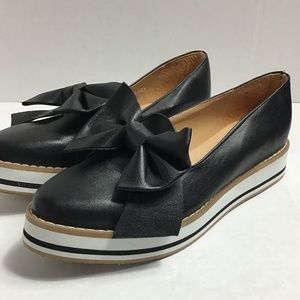 Selah Bow Slip on Sneaker Black Faux Leather